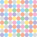 Tile vector pattern with pastel colorful polka dots on white background Royalty Free Stock Photo