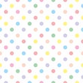 Tile vector pattern with pastel polka dots on white background Royalty Free Stock Photo