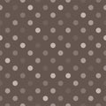 Tile vector pattern with polka dots on brown background Royalty Free Stock Photo