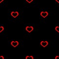 Tile vector pattern with red hearts on black background Royalty Free Stock Photo