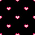 Tile vector pattern with red and white hearts on black background Royalty Free Stock Photo