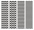 Tile vector pattern set with black zig zag on white background Royalty Free Stock Photo