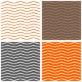 Tile vector pattern set with white, grey, black and orange zig zag background Royalty Free Stock Photo