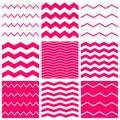 Tile vector pattern set with white and pink zig zag background Royalty Free Stock Photo
