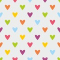 Tile vector pattern with sweet pastel hearts on grey background