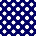 Tile vector pattern with white polka dots on dark blue background Royalty Free Stock Photo