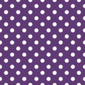 Tile vector pattern with white polka dots on dark violet background Royalty Free Stock Photo