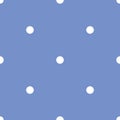 Tile vector pattern with white polka dots on pastel blue background Royalty Free Stock Photo