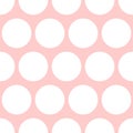 Tile vector pattern with white polka dots on pastel pink background for seamless decoration wallpaper Royalty Free Stock Photo