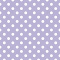 Tile vector pattern with white polka dots on pastel violet background Royalty Free Stock Photo