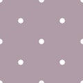 Tile vector pattern with white polka dots on pastel violet pink background Royalty Free Stock Photo
