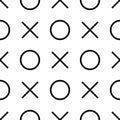 Tile x o noughts and crosses black and white vector pattern