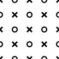 Tile x o noughts and crosses black and white vector pattern