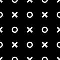 Tile x o noughts and crosses black and white vector pattern