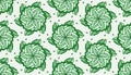 Repeating Green Flowers with Leaves Tileable Background