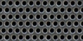 Tileable rough grungy silver grey industrial steel circular floor grate, grille or mesh Royalty Free Stock Photo