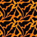 Tileable seamless orange pattern on black leather surface