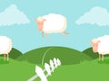 Tileable sheep jumping over the fence.