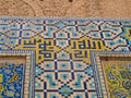 Tiled background, oriental ornaments from Isfahan Mosque, Iran Royalty Free Stock Photo