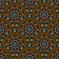 Tiled colorful greek round mandalas seamless pattern. Multicolored vector background. Repeat ornamental tribal ethnic backdrop. Royalty Free Stock Photo