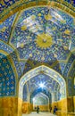 The tiled corridor in Shah Mosque, Isfahan, Iran Royalty Free Stock Photo