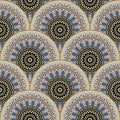 Tiled ethnic style round mandalas seamless pattern. Vector ornamental colorful background. Repeat circles backdrop. Greek Royalty Free Stock Photo