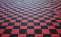 Red and Black Squared Tiled Floor Checkerboard Pattern Clean Geometric Background Royalty Free Stock Photo