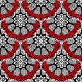 Tiled floral mandalas seamless pattern. Elegant deco background. Greek ornamental repeat backdrop. Geometric ornament. Abstract