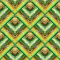 Tiled green 3d greek seamless pattern. Geometric abstract ornamental vector background. Surface textured decorative design. Flora Royalty Free Stock Photo