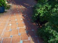 Tiled Morrocan style footpath, with green broder. Royalty Free Stock Photo
