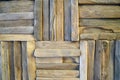 Tiled Old Teak Wood texture wall background for design and decoration. Texture of wood background closeup.