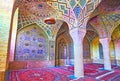 The tiled patterns in Pink Mosque, Shiraz, Iran Royalty Free Stock Photo