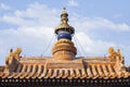 Tiled rood top with steeple of Lama Temple, Beijing