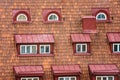 Tiled roof with attic windows