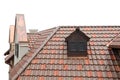 Tiled roof of old-fashioned house isolated