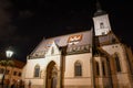 Saint Mark`s Church in Zagreb Croatia at night Royalty Free Stock Photo