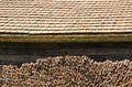 Tiled roof and stack of roof tiles