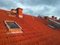 Tiled roof with windows Royalty Free Stock Photo