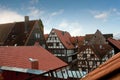 Tiled roofs of half-timbered houses, Germany