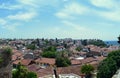 Tiled roofs of an old Mediterranean city against a blue sky. Antalya, Turkey