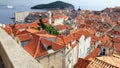 Tiled roofs of the old town, Adriatic Sea in the background, Dubrovnik, Croatia Royalty Free Stock Photo