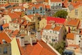 Tiled roofs of traditional houses in the city of Lisbon, Portugal