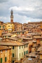 Tiled rooftops of the Old town of Siena Royalty Free Stock Photo