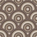 Tiled round mandalas seamless pattern. Elegant deco background. Greek ornamental repeat backdrop. Geometric ornament. Abstract