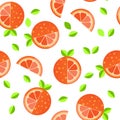 Tiled seamless pattern of cartoon orange slices in modern style. Healthy diet concept fruit print. Royalty Free Stock Photo