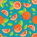 Tiled seamless pattern of cartoon orange slices in modern style. Healthy diet concept fruit print. Royalty Free Stock Photo