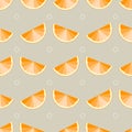 Tiled seamless pattern of cartoon orange slices in modern style. Healthy diet concept fruit print. Vector illustration Royalty Free Stock Photo