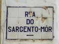 tiled toponymic plaque in the city of Coimbra, "RUA DO SARGENTO-MOR"