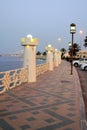 Tiled Walkway along Water Front Channel at Twilight