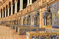 The tiled walls of Plaza de Espana. Seville. Spain. Royalty Free Stock Photo